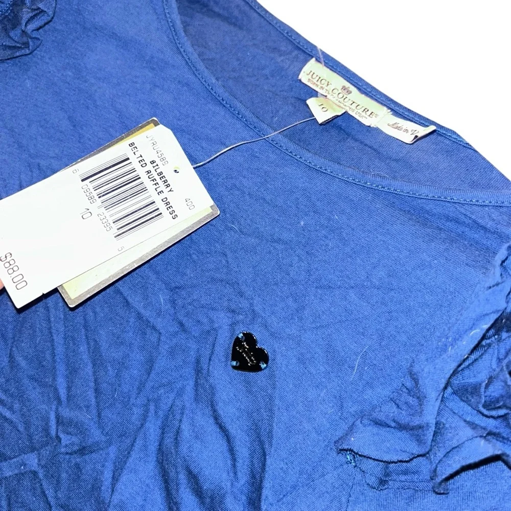Juicy Couture NEW NWT Blue Long Sleeve Ruffle Dress